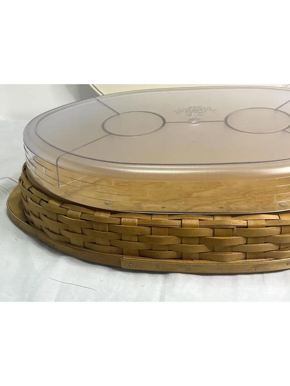 Longaberger Large Oval Storage Basket Lid Plastic Divided Protector USA Brown